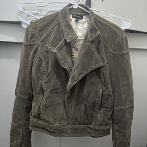 bebe Olive Suede Moto Jacket